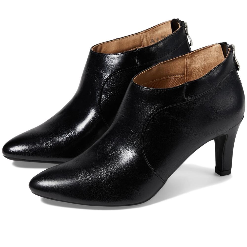 LifeStride Womens Georgia Ankle Bootie Black Size 10 Wide New Faux Leather